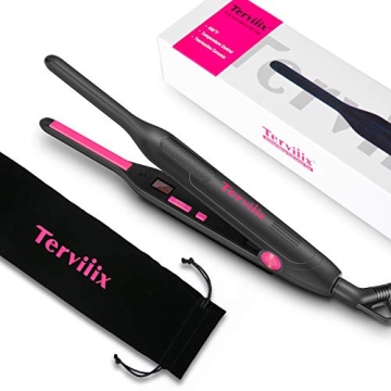 Terviiix Pencil Flat Iron, Small Flat Irons for Short Hair, Beard and Pixie Cut, 3/10 Inch Ceramic T...