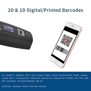 Mini 2D Portable Handheld Bluetooth Barcode Scanner Wireless 2.4G & USB Wired 3-in-1 Bar Code Scanne...