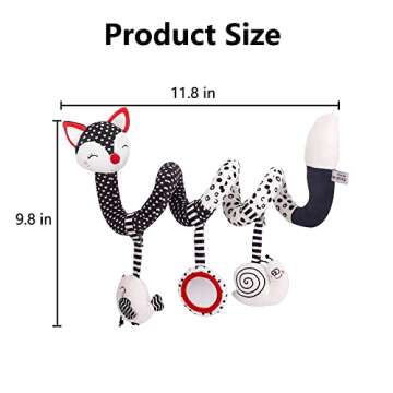 Baby Toys for 0-6 Months, Car Seat Toys for Babies, Black White Stroller Toy Stretch Baby Spiral Plush Toys, Hanging Rattle Toys for Crib Mobile, Newborn Sensory Toy Best Gift for 0 3 6 9 12 Months