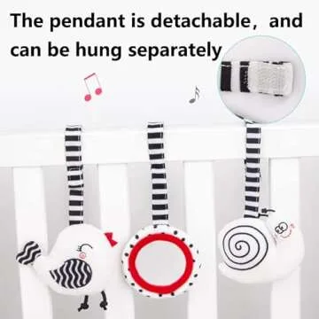Baby Toys for 0-6 Months, Car Seat Toys for Babies, Black White Stroller Toy Stretch Baby Spiral Plush Toys, Hanging Rattle Toys for Crib Mobile, Newborn Sensory Toy Best Gift for 0 3 6 9 12 Months