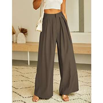 Kocowoo Women's High Waist Casual Wide Leg Palazzo Pants, Dress Pants for Women, Work Pants with Poc...