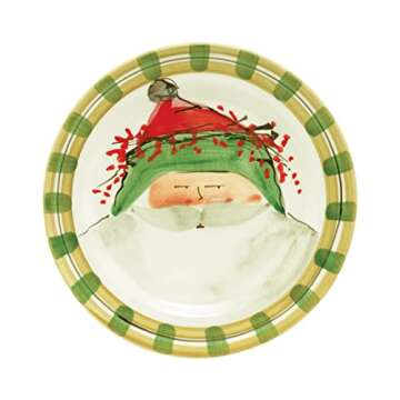 Vietri Old St. Nick Assorted Dinner Plates, Set of 4, Multi-Color 10.75 Inch Terra Bianca Dinnerware Plate Set