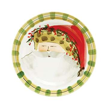 Vietri Old St. Nick Assorted Dinner Plates, Set of 4, Multi-Color 10.75 Inch Terra Bianca Dinnerware Plate Set