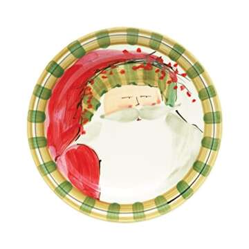 Vietri Old St. Nick Assorted Dinner Plates, Set of 4, Multi-Color 10.75 Inch Terra Bianca Dinnerware Plate Set