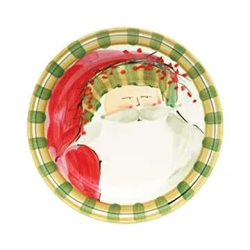 Vietri Old St. Nick Assorted Dinner Plates, Set of 4, Multi-Color 10.75 Inch Terra Bianca Dinnerware Plate Set