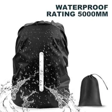 LAMA 2pcs Waterproof Rain Cover for Backpack, Reflective Rainproof Protector for Anti-dust and Anti-Theft M 30L-40L Black