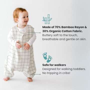 Tealbee Dreamsuit - Toddler Sleep Sack with feet 12-18 Months, 18-24 Months - 0.8 TOG Lightweight Ba...