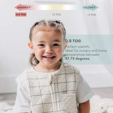 Tealbee Dreamsuit - Toddler Sleep Sack with feet 12-18 Months, 18-24 Months - 0.8 TOG Lightweight Baby Wearable Blanket for Walkers - Rayon Made from Bamboo, Organic Cotton Sleep Bag - Checkered
