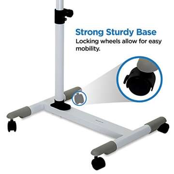 Mount-It! Rolling Mobile Standing Desk - Small Rolling Desk for Laptop, Over Bed Hospital Medical Tray, Projector Stand, Mobile Music Stand, Height Adjustable Tilting Wood with Lockable Wheels