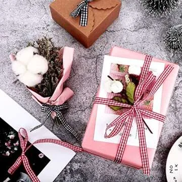 Red and White Gingham Ribbon, 5/8" x 25Yd Roll Picnic Craft Ribbon Red Buffalo Ribbon for Crafts Hair Accessories Craft and Christmas Gift Wrapping,5/8 Inch Polyester Woven Edge +60" Tape Measurement