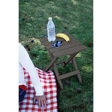 Camco 51881 Adirondack Portable Outdoor Folding Side Table, Perfect for The Beach, Camping, Picnics,...