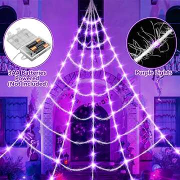 Halloween Decorations 16 Ft Spider Web Lights with Remote