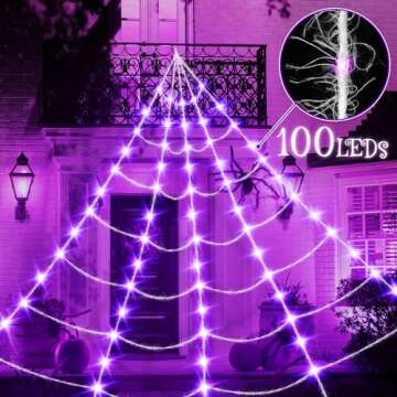 Halloween Decorations 16 Ft Spider Web Lights with Remote