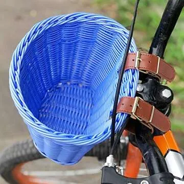 Childrens Wicker Bike Basket, Bike Basket Front Large,Bike Basket Kids Adult Handmade Bicycle Baskets for Boys and Girls Bicycles, Kids Bicycle Accessory