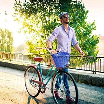 Childrens Wicker Bike Basket, Bike Basket Front Large,Bike Basket Kids Adult Handmade Bicycle Baskets for Boys and Girls Bicycles, Kids Bicycle Accessory