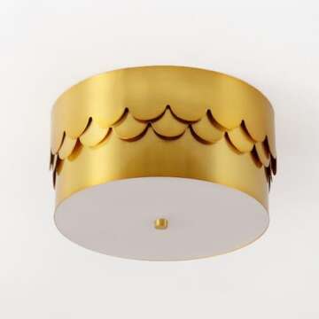 SAFAVIEH Lighting Collection Jimena Brass Gold 3-light 13-inch Drum Flush Mount (LED Bulbs Included)