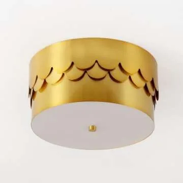 SAFAVIEH Lighting Collection Jimena Brass Gold 3-light 13-inch Drum Flush Mount (LED Bulbs Included)