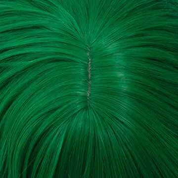 BUFASHION 14" Women Short Wavy Curly Wig Ombre Green Bob Wig Cosplay Halloween Synthetic Wigs Neat Bang Wig With Free Wig Cap (Ombre Green)