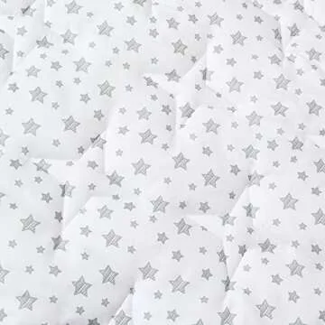 Kids Pop Up Tent Mat with Anti Slip Bottom, Round Play Mat for Baby, D=40'' Indoor Playhouses Quilted Mat, Round Area Rug for Toddlers and Kids Nursery Room Decor, White Star