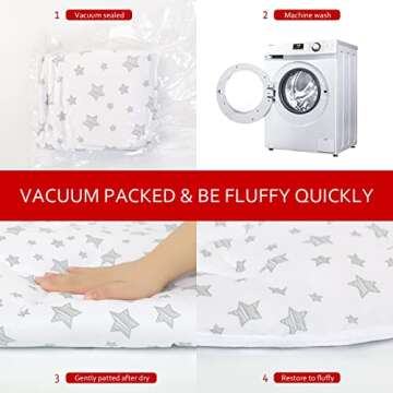 Kids Pop Up Tent Mat with Anti Slip Bottom, Round Play Mat for Baby, D=40'' Indoor Playhouses Quilted Mat, Round Area Rug for Toddlers and Kids Nursery Room Decor, White Star