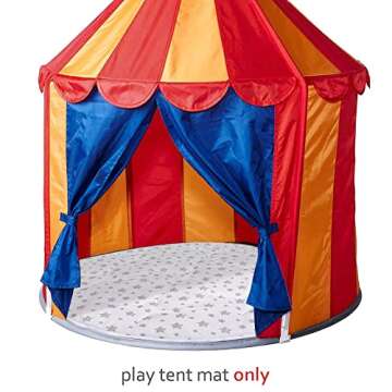 Kids Pop Up Tent Mat with Anti Slip Bottom, Round Play Mat for Baby, D=40'' Indoor Playhouses Quilted Mat, Round Area Rug for Toddlers and Kids Nursery Room Decor, White Star