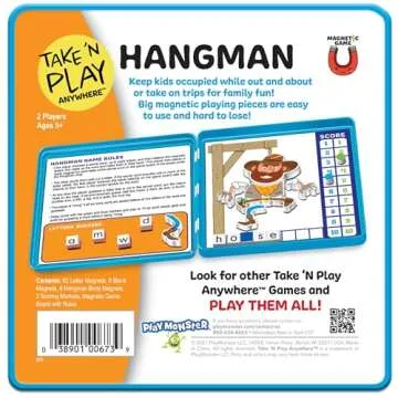PlayMonster Take N Play Anywhere — Hangman — Easy to Use, Hard to Lose — Fun on the Go Travel Game — For Ages 5+