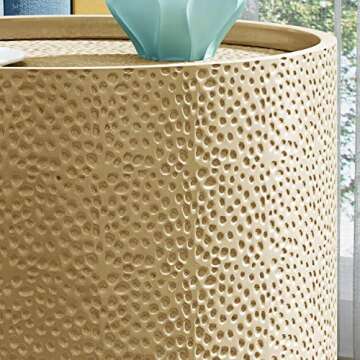 Christopher Knight Home Kaylee Modern Round Hammered Iron Accent Table (2 Pack) -Gold