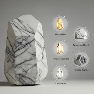 Artesolute Marble Table Lamp with Tri-Color LED Options