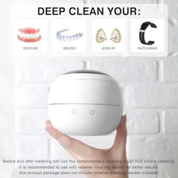 Ultrasonic Retainer Cleaner Cleaning Machine, 44kHz Jewelry Clean Pod 250ML Portable Ultra Sonic Ret...