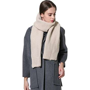 NEOSAN Women Men Winter Thick Cable Knit Wrap Chunky Warm Scarf Khaki