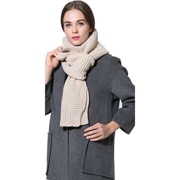 NEOSAN Women Men Winter Thick Cable Knit Wrap Chunky Warm Scarf Khaki