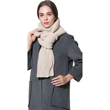 NEOSAN Women Men Winter Thick Cable Knit Wrap Chunky Warm Scarf Khaki