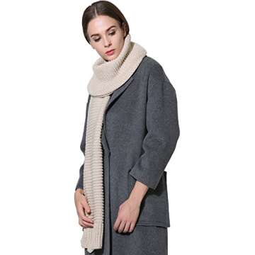 NEOSAN Women Men Winter Thick Cable Knit Wrap Chunky Warm Scarf Khaki