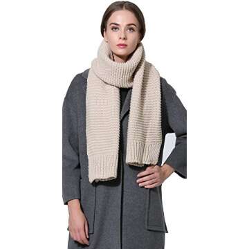 NEOSAN Women Men Winter Thick Cable Knit Wrap Chunky Warm Scarf Khaki
