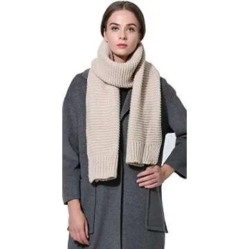 NEOSAN Women Men Winter Thick Cable Knit Wrap Chunky Warm Scarf Khaki
