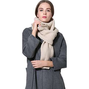 NEOSAN Women Men Winter Thick Cable Knit Wrap Chunky Warm Scarf Khaki