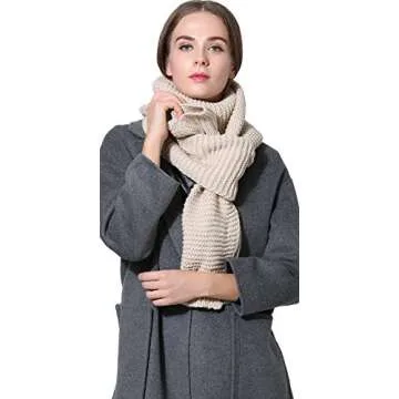 NEOSAN Women Men Winter Thick Cable Knit Wrap Chunky Warm Scarf Khaki