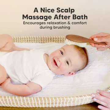 Baby Hair Brush - Baby Brush with Soft Goat Bristles, Cradle Cap Brush, Perfect Scalp Grooming Product for Infant, Toddler, Kids, Newborns, Baby Girls, Boys (Dark Walnut, Oval)