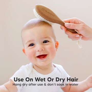Baby Hair Brush - Baby Brush with Soft Goat Bristles, Cradle Cap Brush, Perfect Scalp Grooming Product for Infant, Toddler, Kids, Newborns, Baby Girls, Boys (Dark Walnut, Oval)