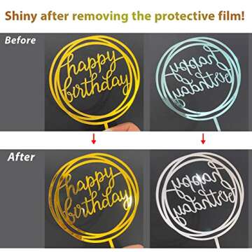 6-Pack Gold Birthday Cake Topper Set for Every Celebration