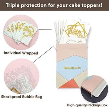 6-Pack Gold Birthday Cake Topper Set for Every Celebration