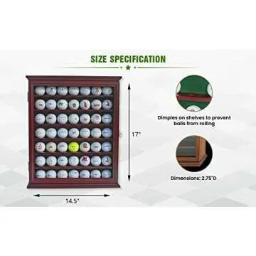DisplayGifts Golf Ball Display Case - Wall Rack