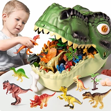 RISUNTOY Dinosaur Toys for Kids 3-5, 45PCS Realistic Jurassic Dinosaurs Figures with Eggs & Trees & ...