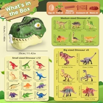 RISUNTOY 45PCS Dinosaur Toy Set for Kids Ages 3-5