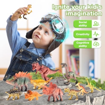 RISUNTOY 45PCS Dinosaur Toy Set for Kids Ages 3-5