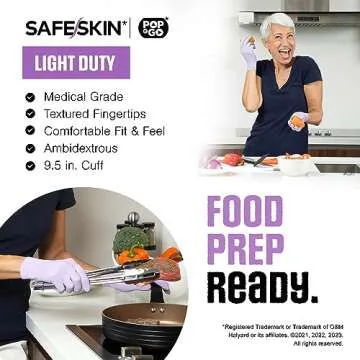 SAFESKIN Nitrile Disposable Gloves Pack of 50, Light Duty, Large Size, Powder Free - Food Handling, First Aid, Hair Coloring