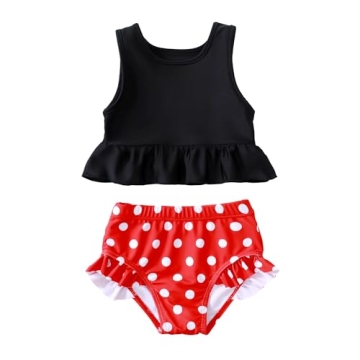 YWFSHOP Toddler Baby Girls Swimsuit Cute Ruffle 2 Piece Tankini Top and Bikini Bottom Swimwear