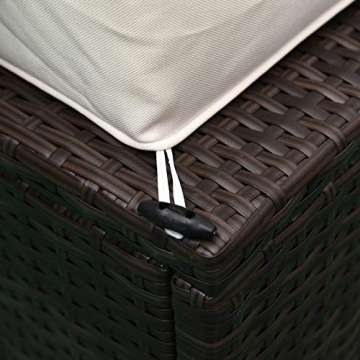 Outsunny 6 Piece Patio Furniture Set Outdoor Wicker Conversation Set All Weather PE Rattan Sectional Sofa Set with Ottoman, Cushions and Tempered Glass Table, Mixed Brown and Cream White