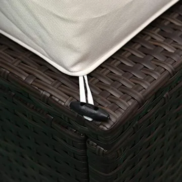 Outsunny 6 Piece Patio Furniture Set Outdoor Wicker Conversation Set All Weather PE Rattan Sectional Sofa Set with Ottoman, Cushions and Tempered Glass Table, Mixed Brown and Cream White