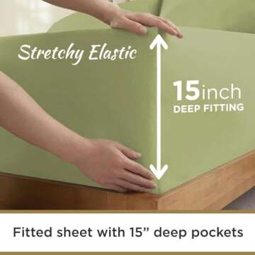 Twin XL 100% Microfiber Double Brushed Sheet Set - Extra-Soft & Wrinkle-Free - 15" Deep Pockets, 39" x 80" - Ideal for Dorms, Hospitals & Split King Beds - 3 PC Set (Twin XL, Sage Green)